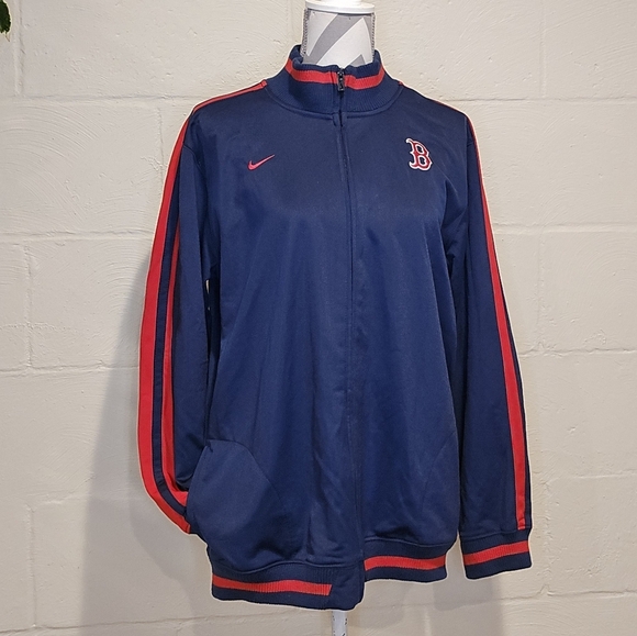 Nike Boston Red Sox Track Jacket Youth Sz XL Navy Red MLB Logo Full Zip Pockets. - Picture 1 of 12